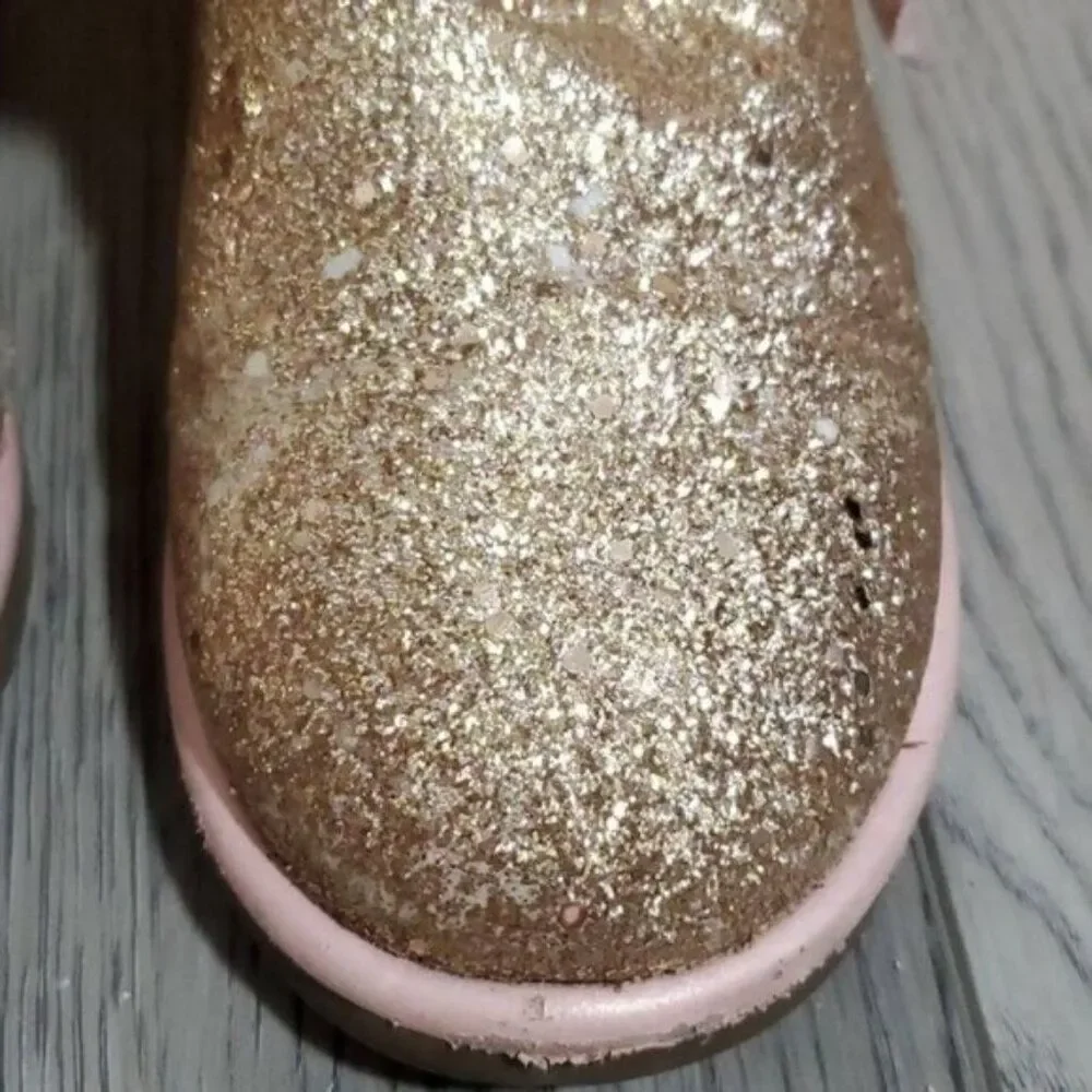 Juicy Couture Big Girls Boots Bling Glitter Winter Snow Furry Gold Pink SIZE 3
